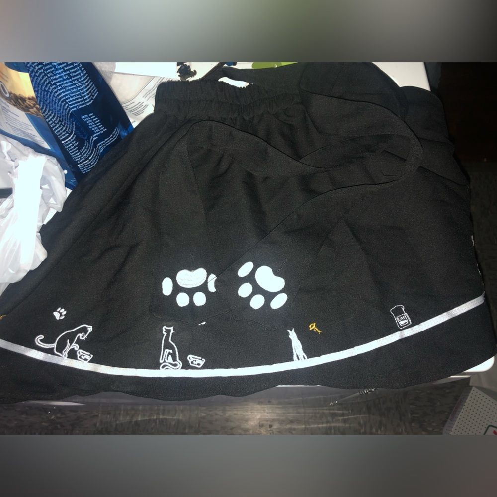 Cute short black cat suspender skirt